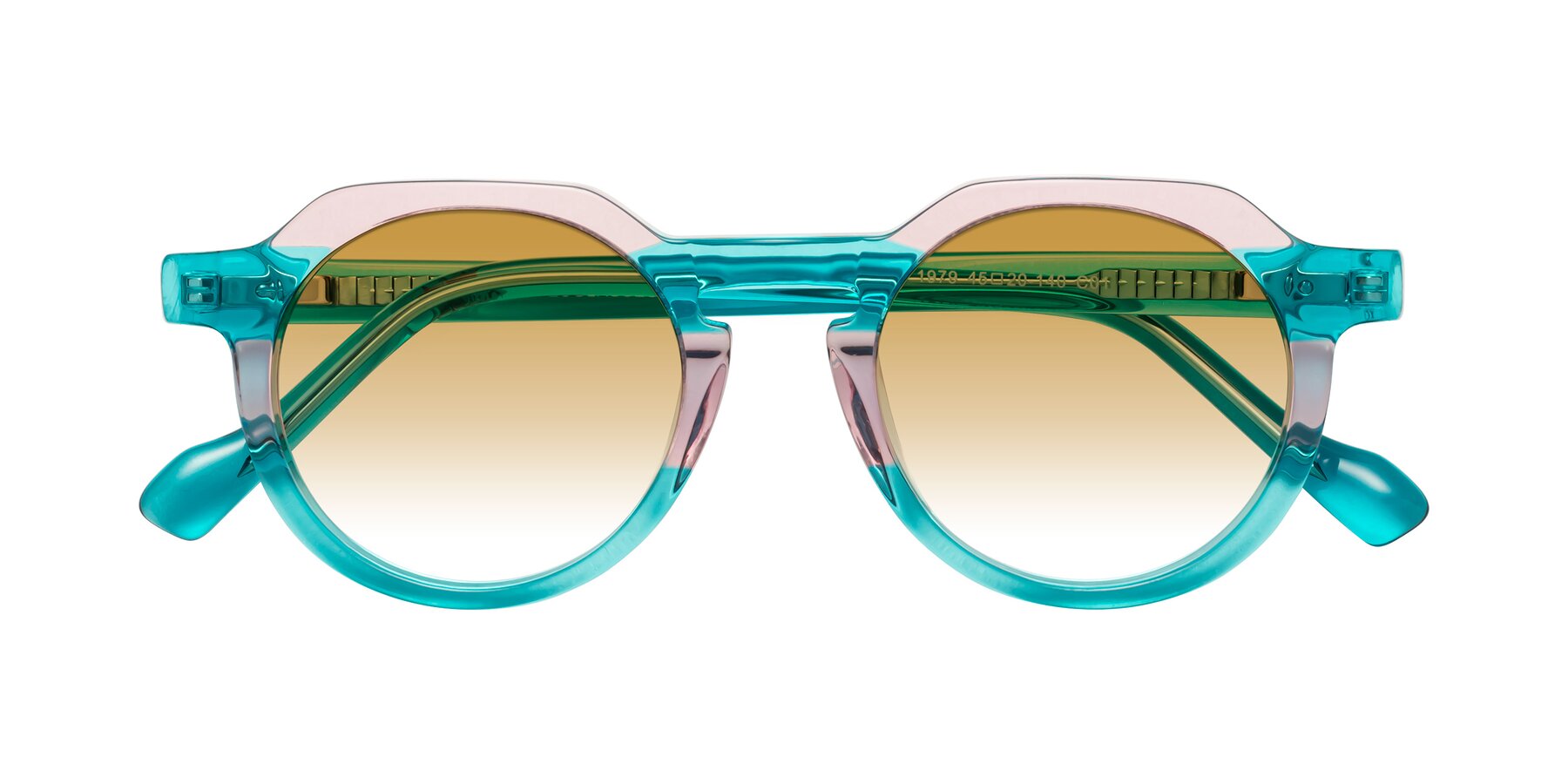 Folded Front of Vesper in Green-Pink with Champagne Gradient Lenses