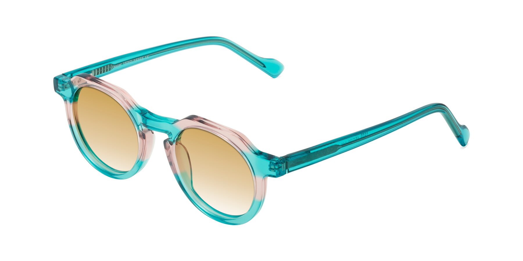 Angle of Vesper in Green-Pink with Champagne Gradient Lenses