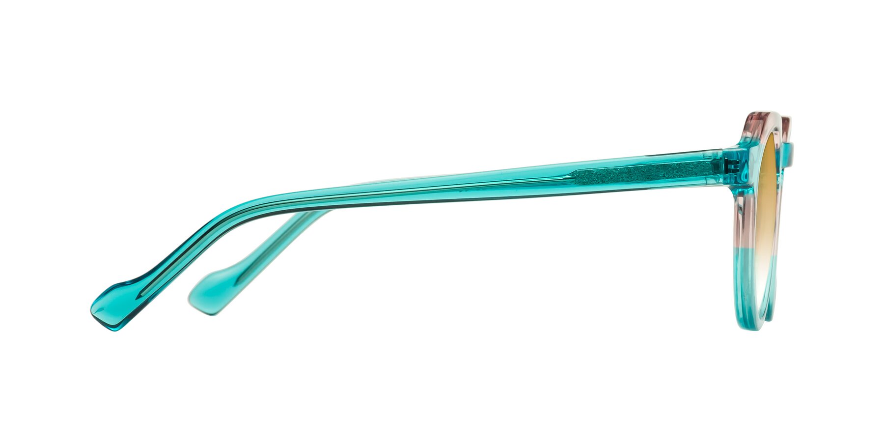 Side of Vesper in Green-Pink with Champagne Gradient Lenses