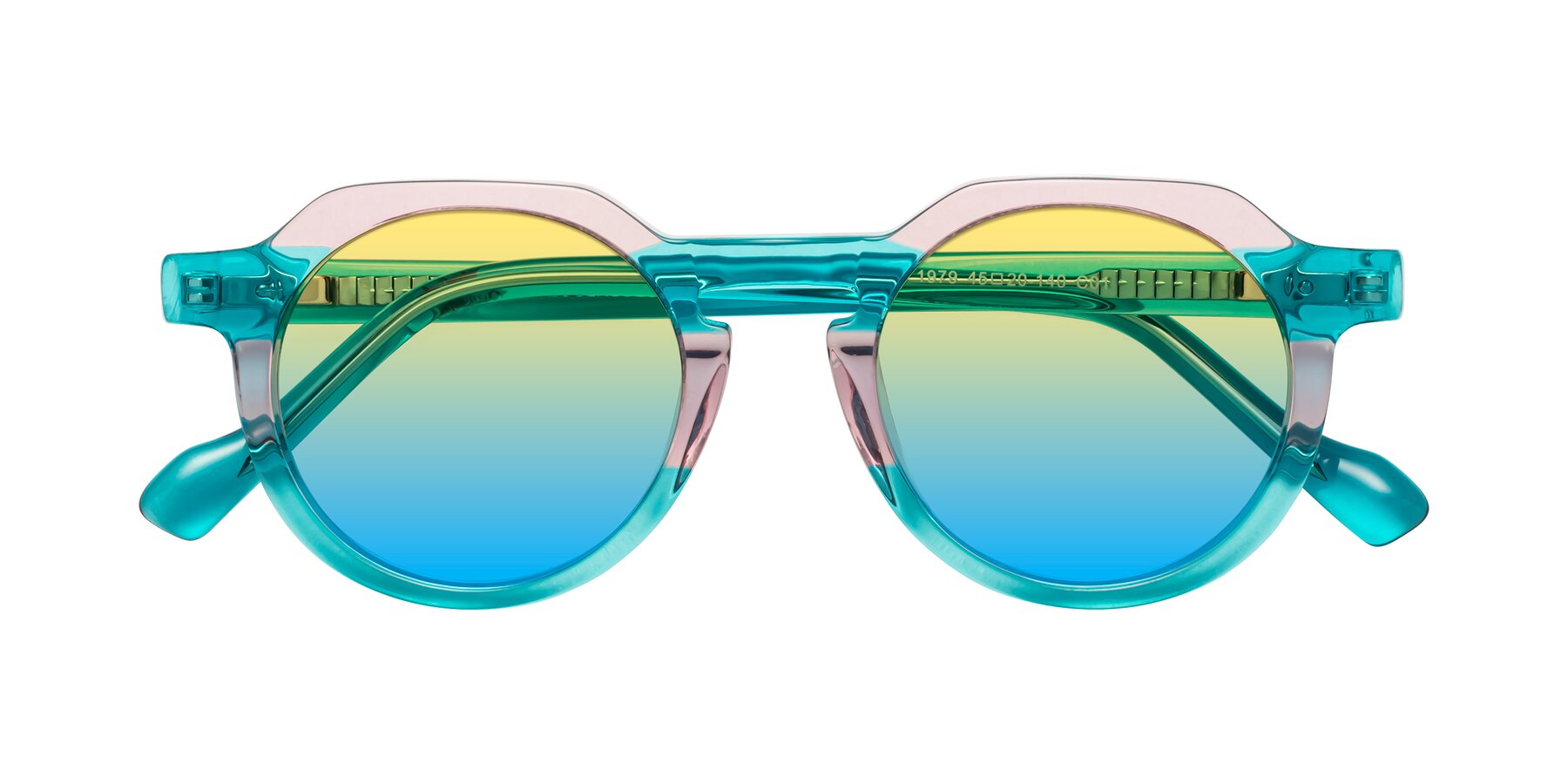Folded Front of Vesper in Green-Pink with Yellow / Blue Gradient Lenses