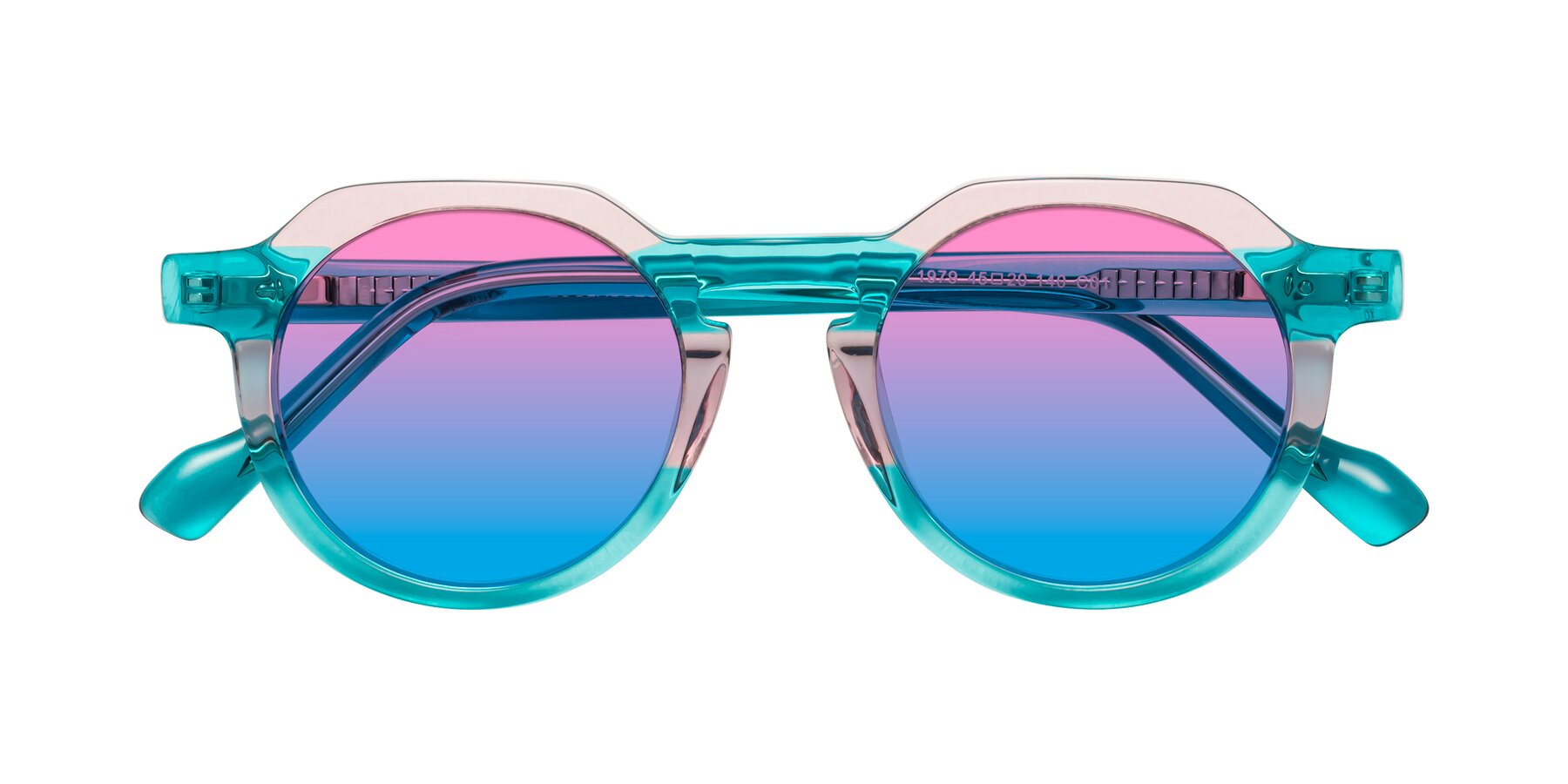 Folded Front of Vesper in Green-Pink with Pink / Blue Gradient Lenses
