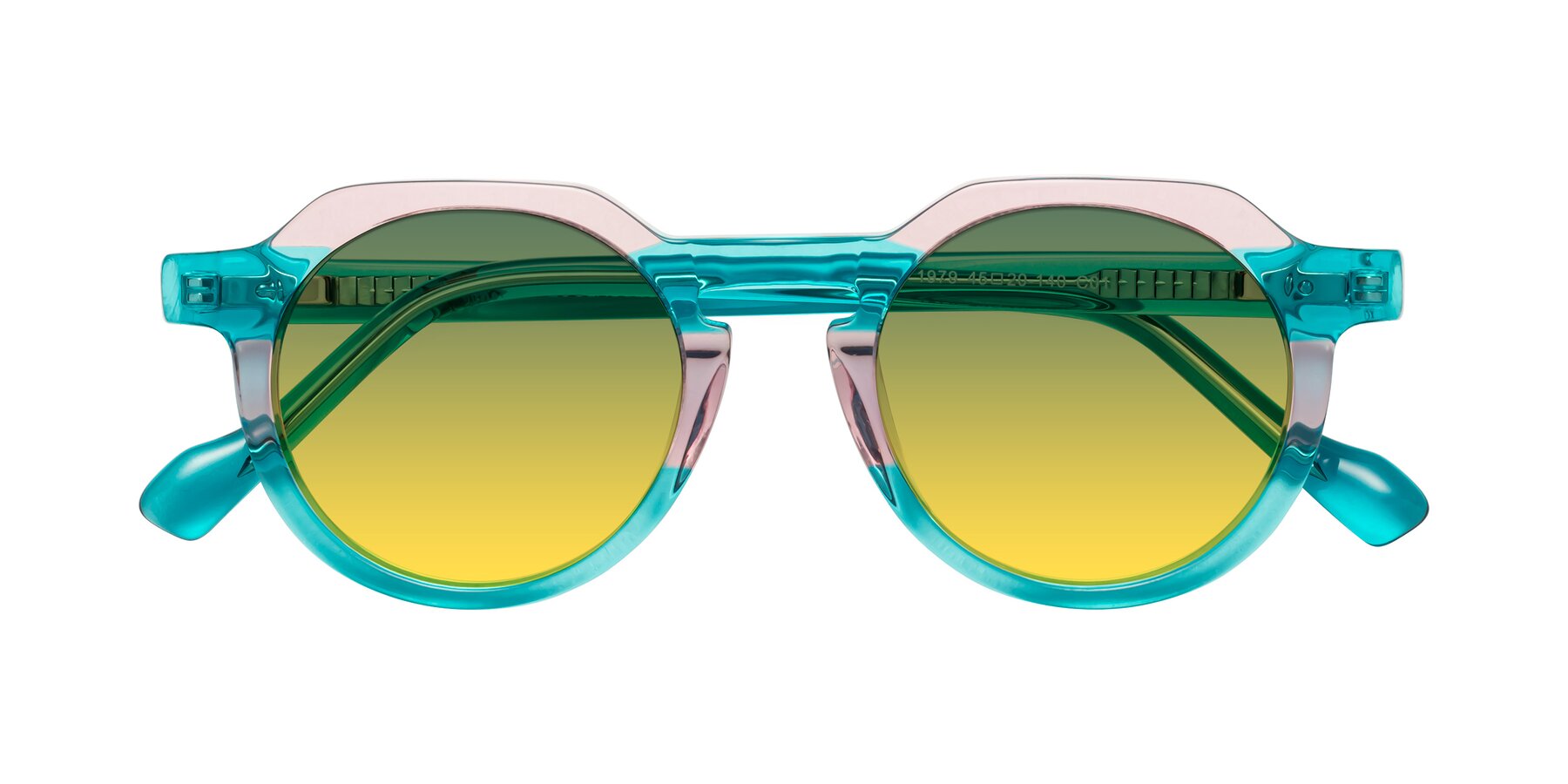 Folded Front of Vesper in Green-Pink with Green / Yellow Gradient Lenses