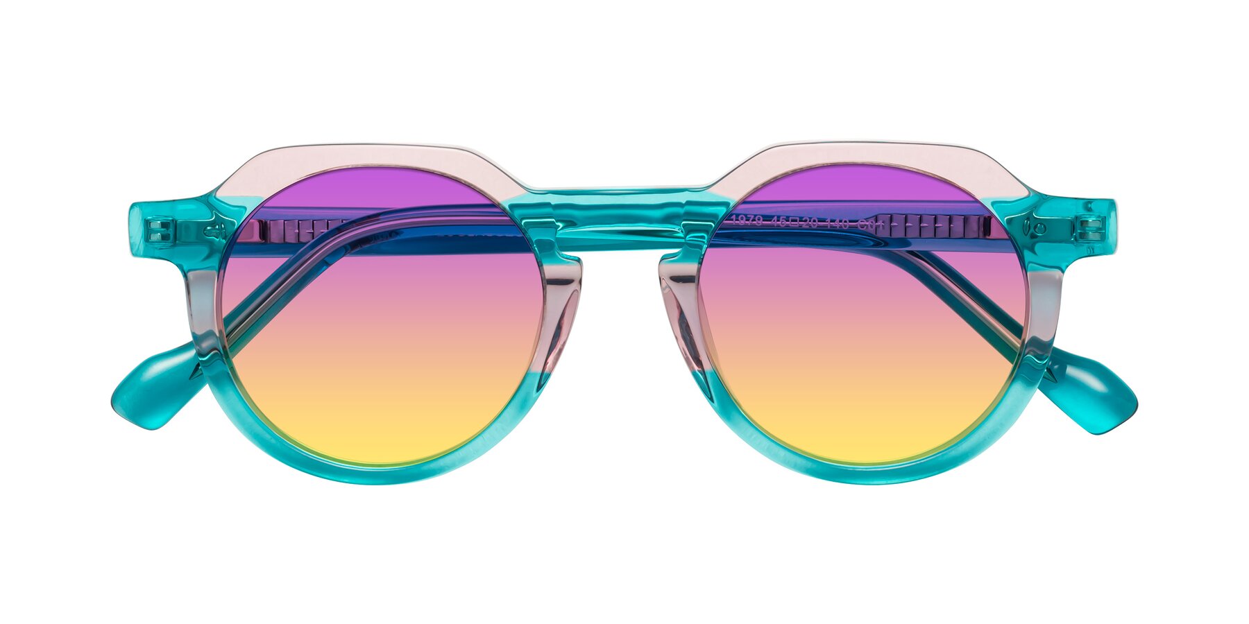 Folded Front of Vesper in Green-Pink with Purple / Yellow Gradient Lenses
