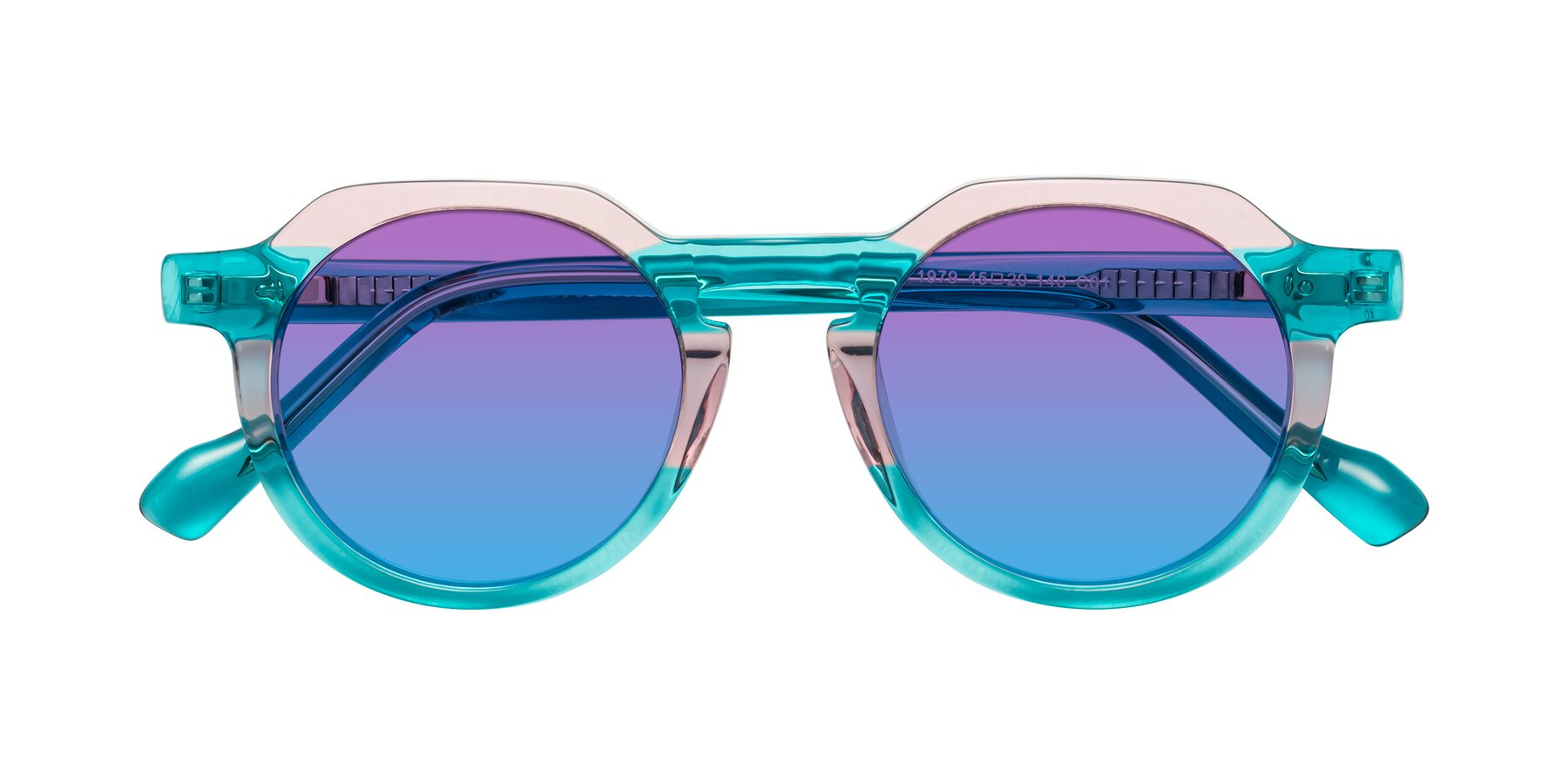 Folded Front of Vesper in Green-Pink with Purple / Blue Gradient Lenses