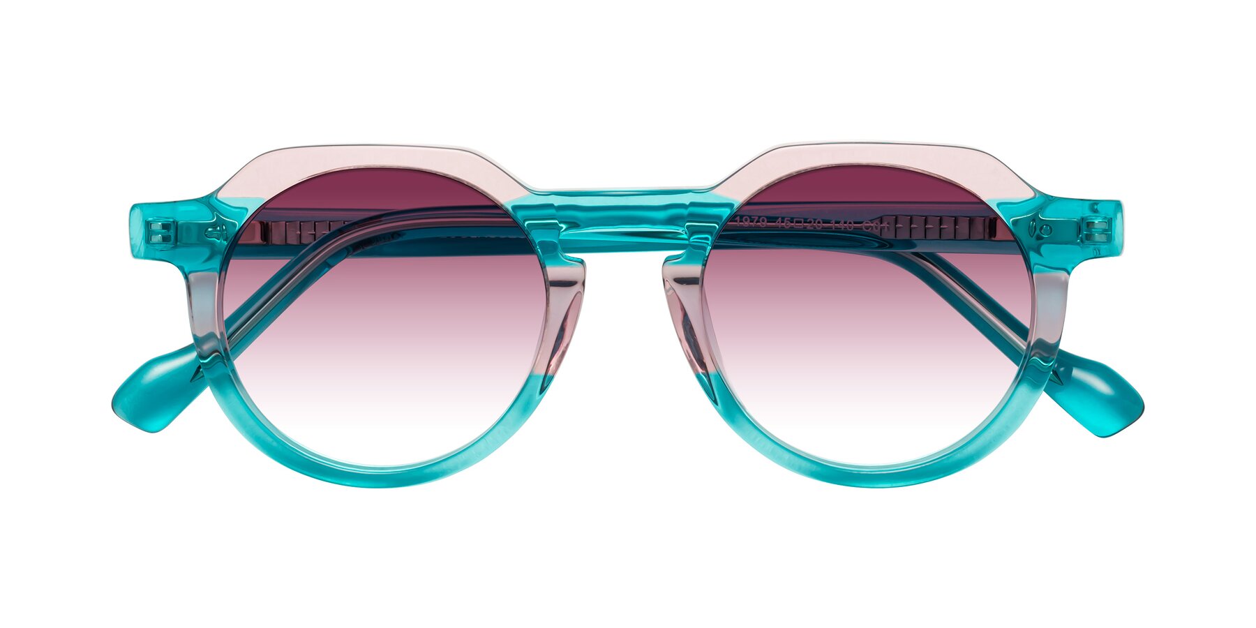 Folded Front of Vesper in Green-Pink with Wine Gradient Lenses