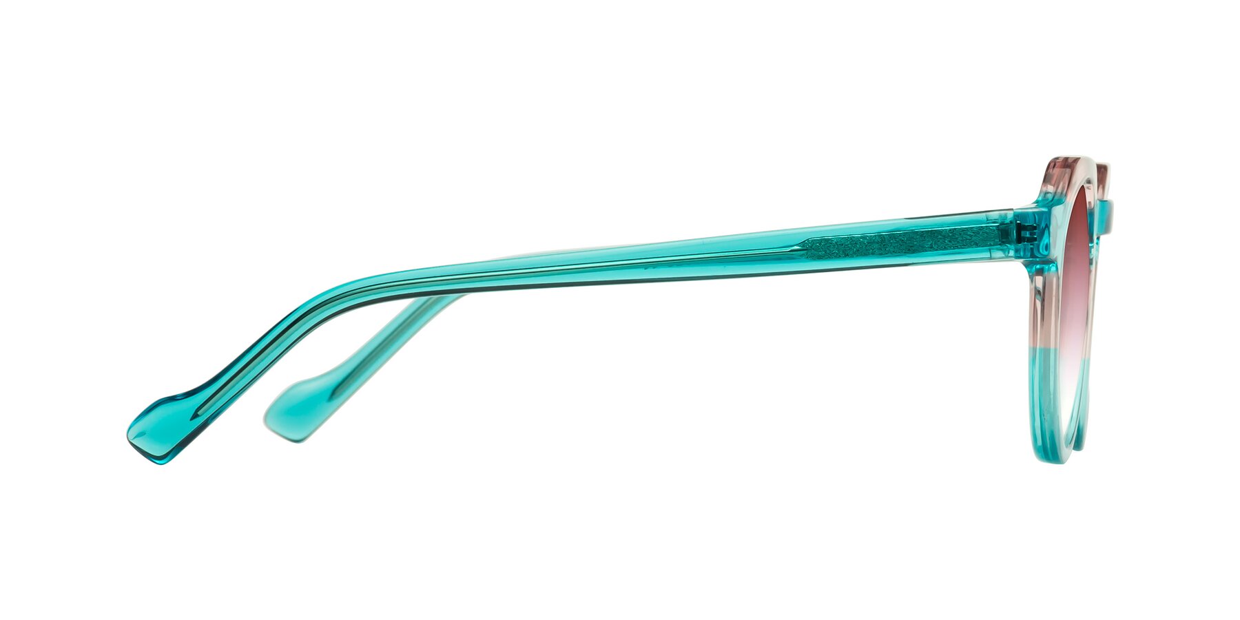 Side of Vesper in Green-Pink with Garnet Gradient Lenses