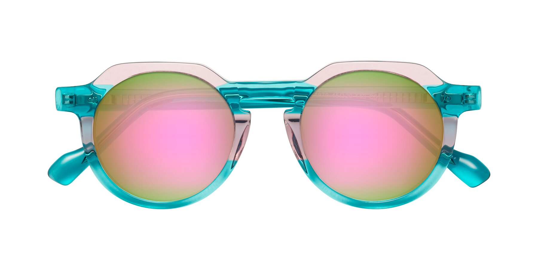 Folded Front of Vesper in Green-Pink with Pink Mirrored Lenses