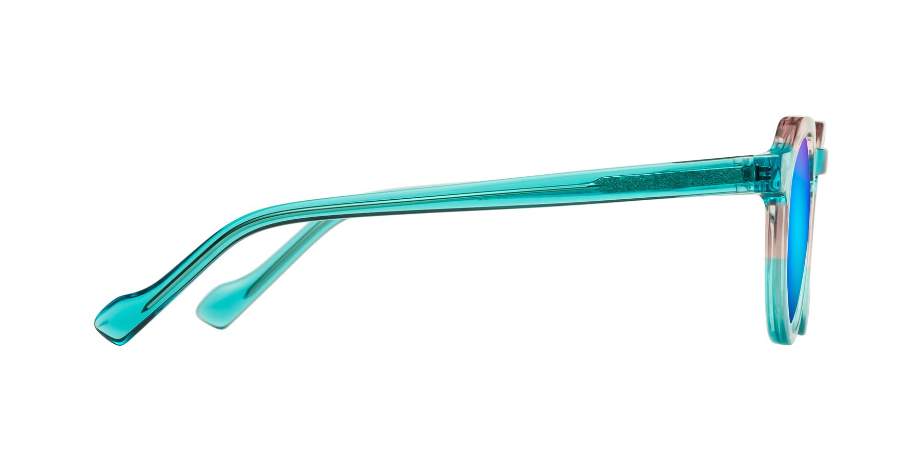 Side of Vesper in Green-Pink with Blue Mirrored Lenses