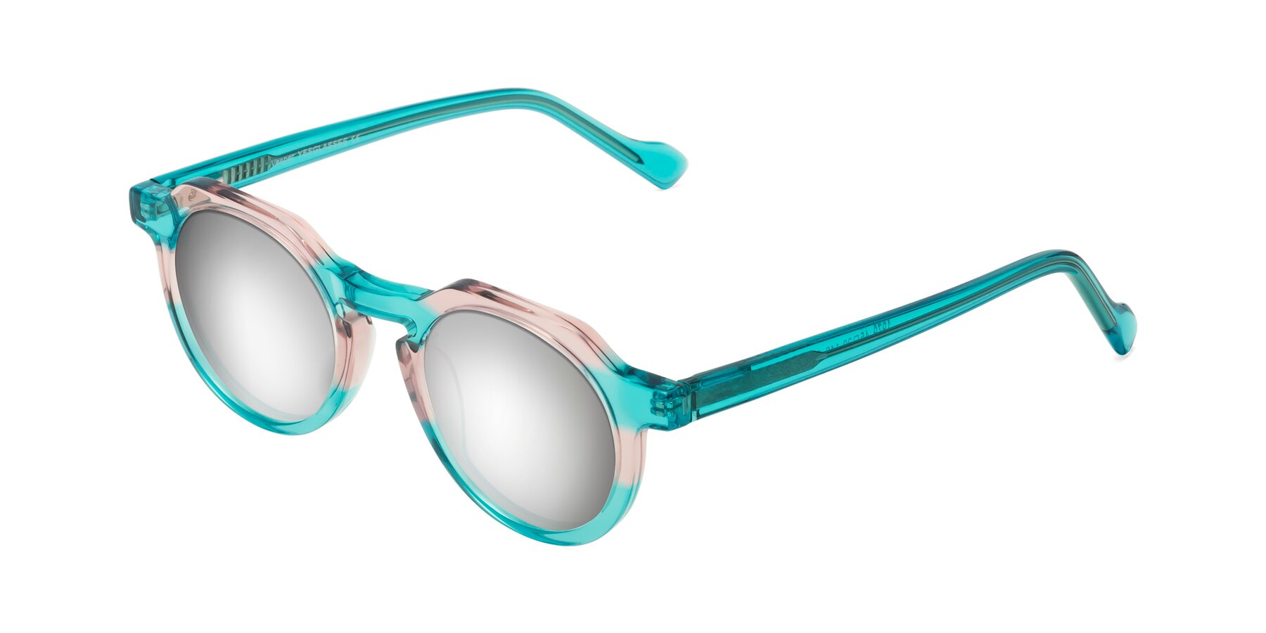 Angle of Vesper in Green-Pink with Silver Mirrored Lenses
