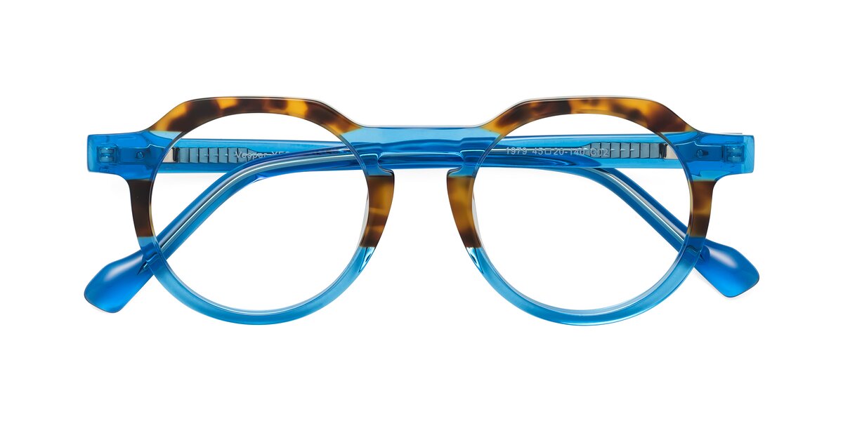 Tortoise/Blue Keyhole Bridge Retro-Vintage Geometric Blue Light Glasses ...