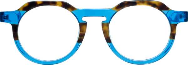 Tortoise/Blue Keyhole Bridge Retro-Vintage Geometric Eyeglasses - Vesper