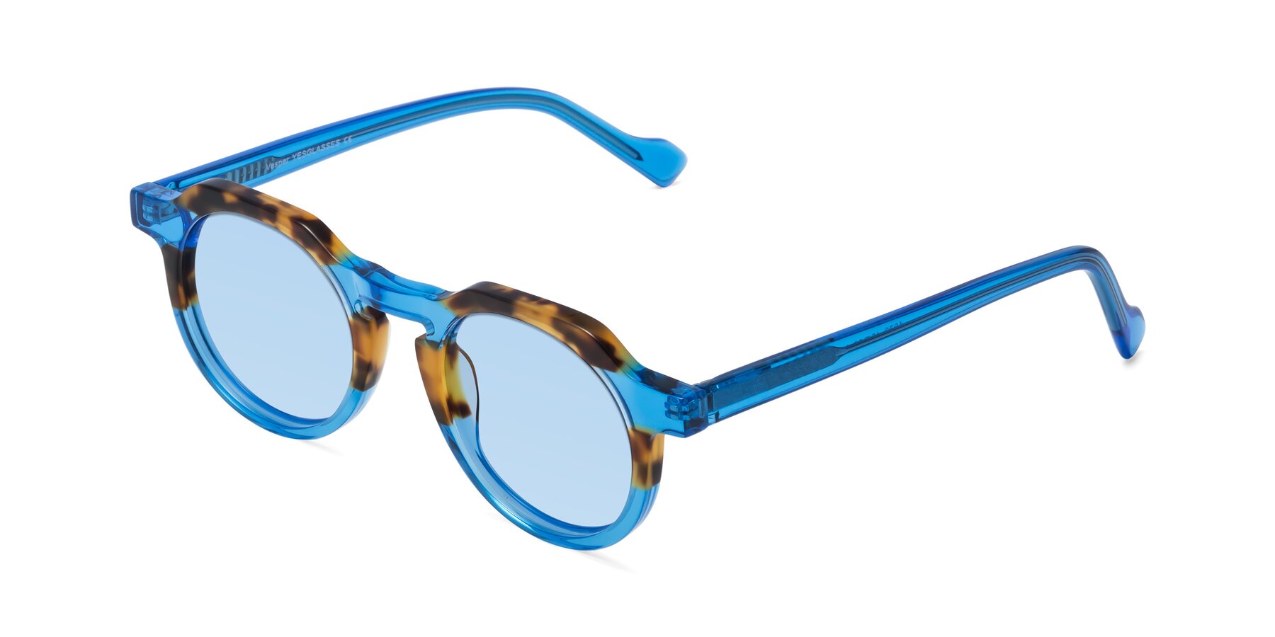 Angle of Vesper in Tortoise-Blue with Light Blue Tinted Lenses