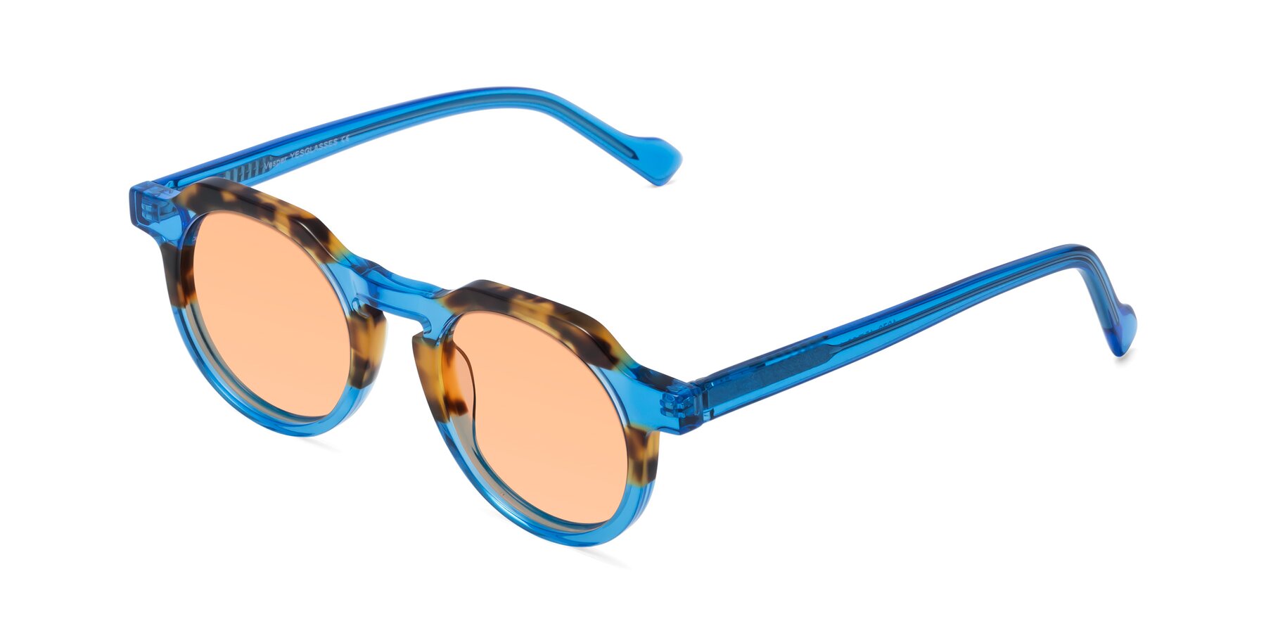 Angle of Vesper in Tortoise-Blue with Light Orange Tinted Lenses