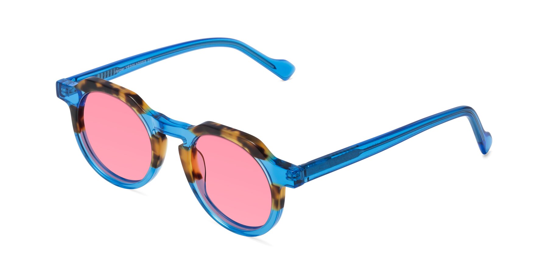 Angle of Vesper in Tortoise-Blue with Pink Tinted Lenses