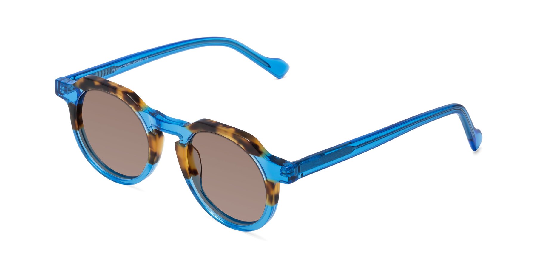 Angle of Vesper in Tortoise-Blue with Medium Brown Tinted Lenses