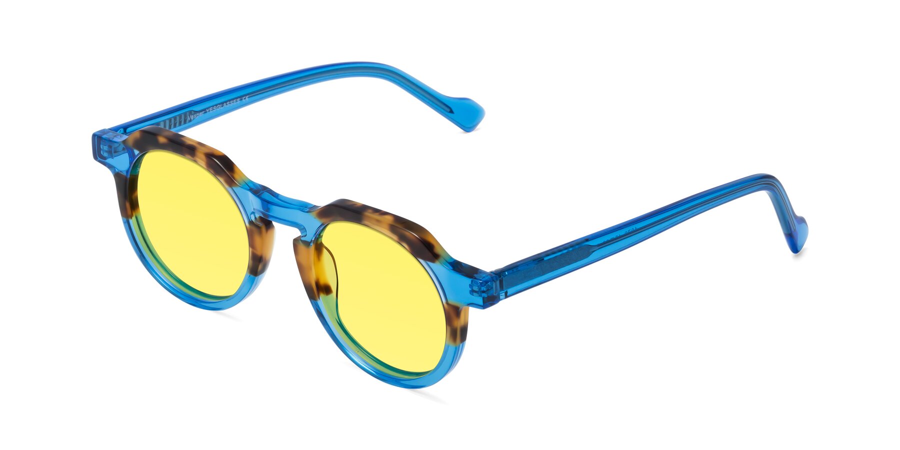 Angle of Vesper in Tortoise-Blue with Medium Yellow Tinted Lenses