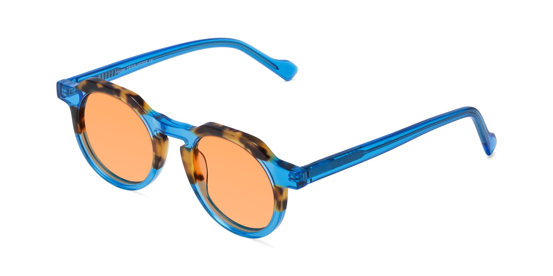 Angle of Vesper in Tortoise-Blue with Medium Orange Tinted Lenses