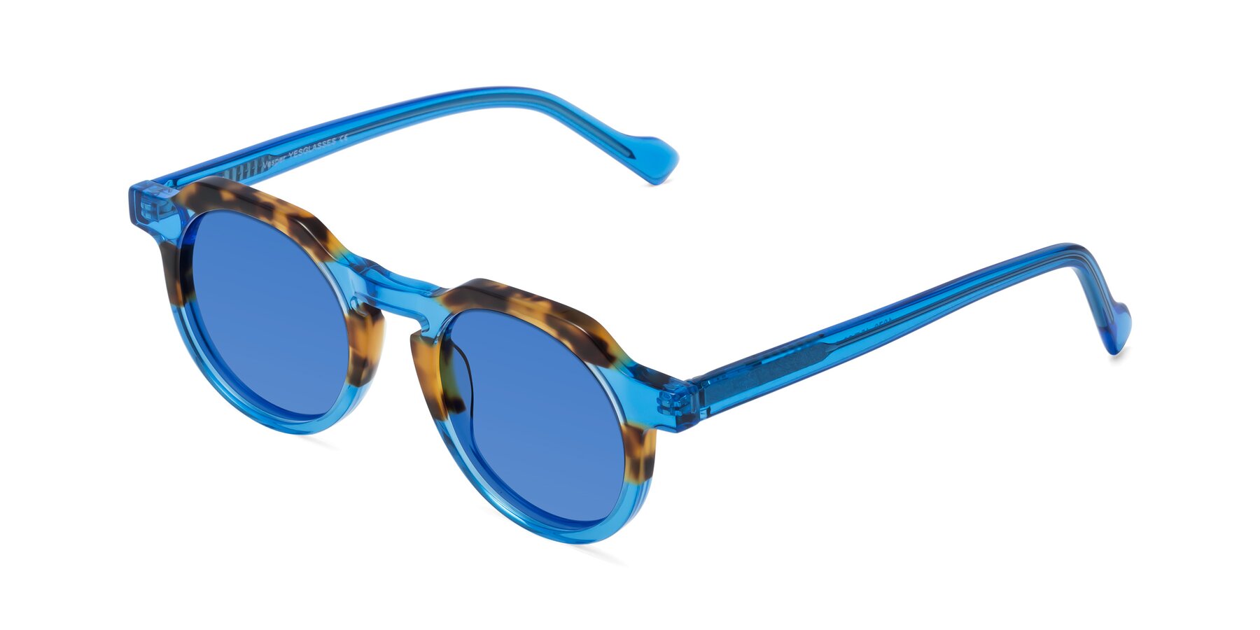 Angle of Vesper in Tortoise-Blue with Blue Tinted Lenses