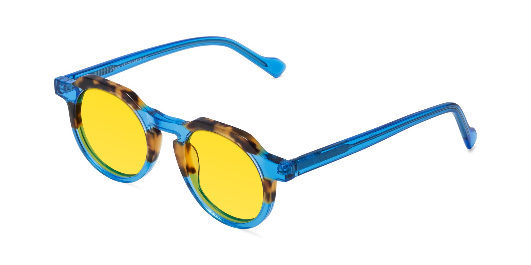 Angle of Vesper in Tortoise-Blue with Yellow Tinted Lenses