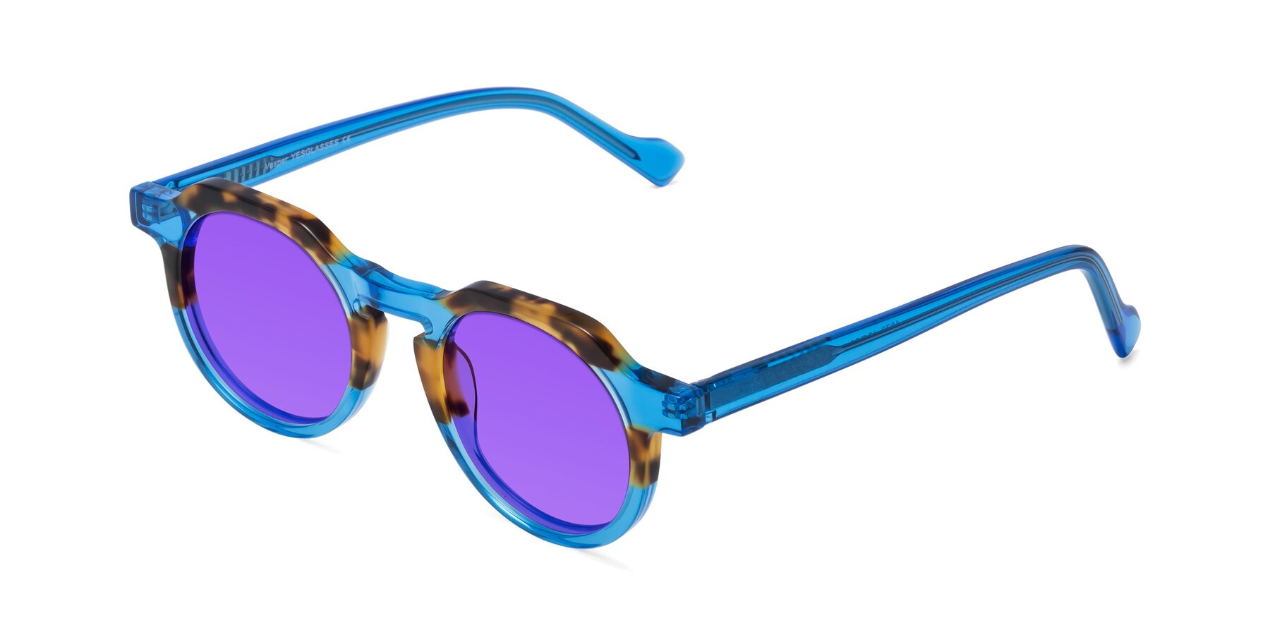 Angle of Vesper in Tortoise-Blue with Purple Tinted Lenses