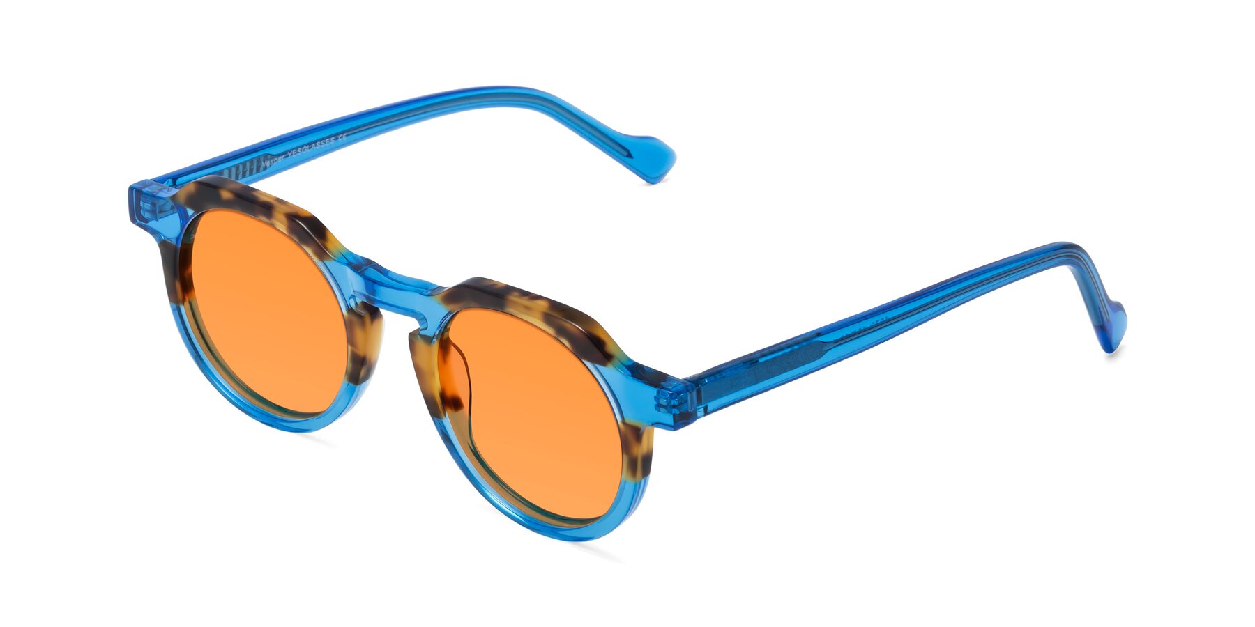 Angle of Vesper in Tortoise-Blue with Orange Tinted Lenses