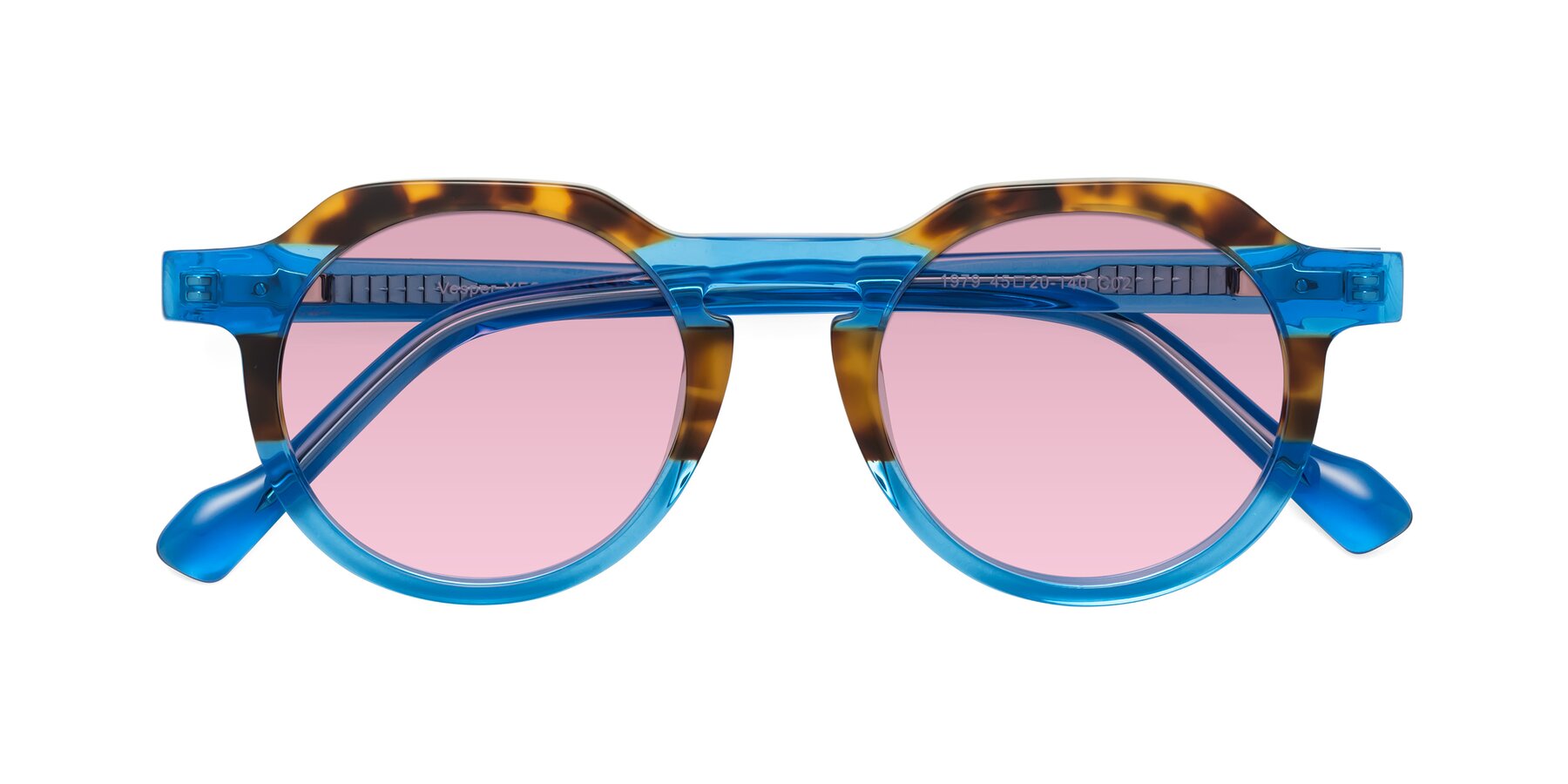 Folded Front of Vesper in Tortoise-Blue with Light Wine Tinted Lenses