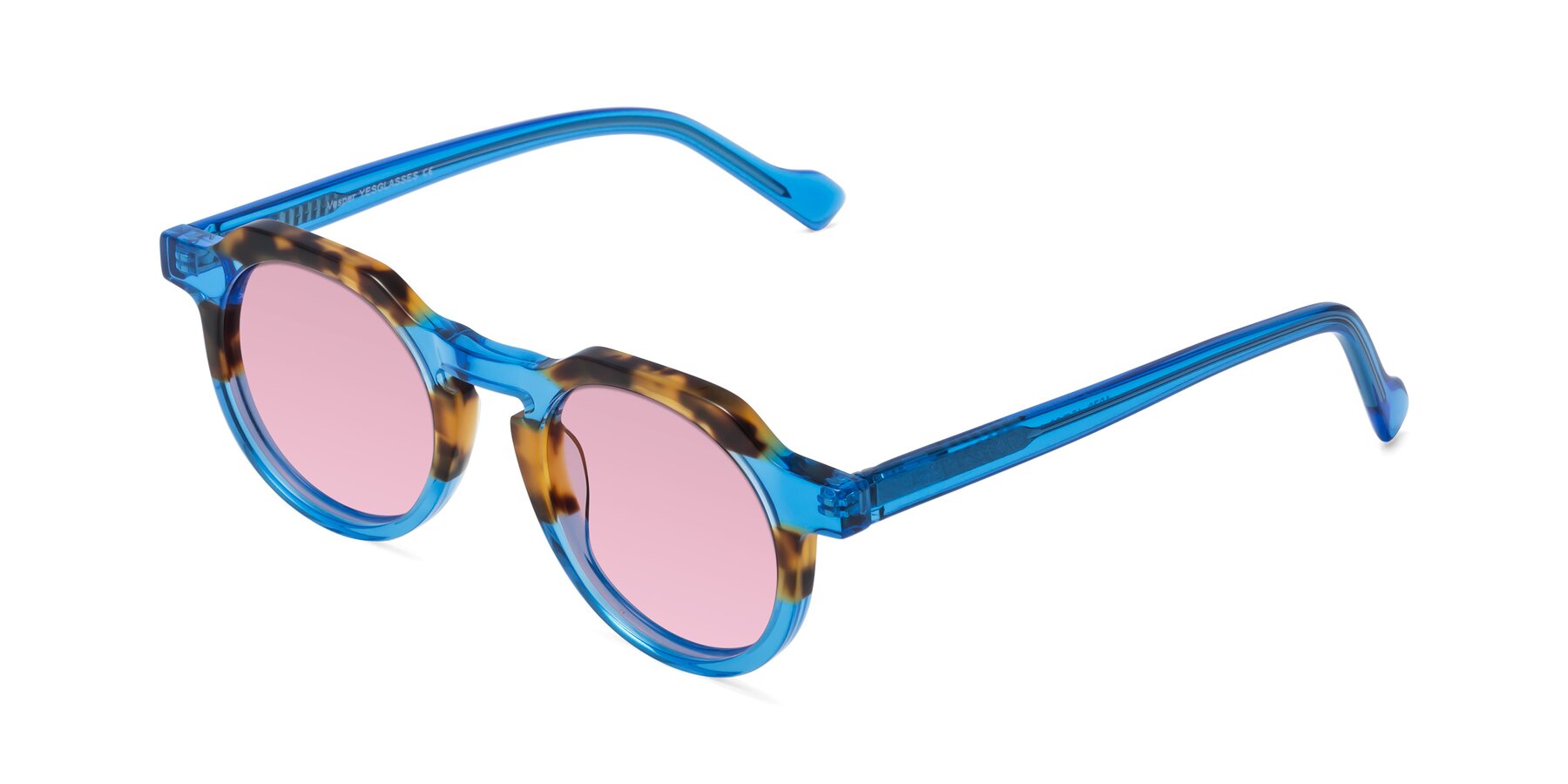 Angle of Vesper in Tortoise-Blue with Light Wine Tinted Lenses