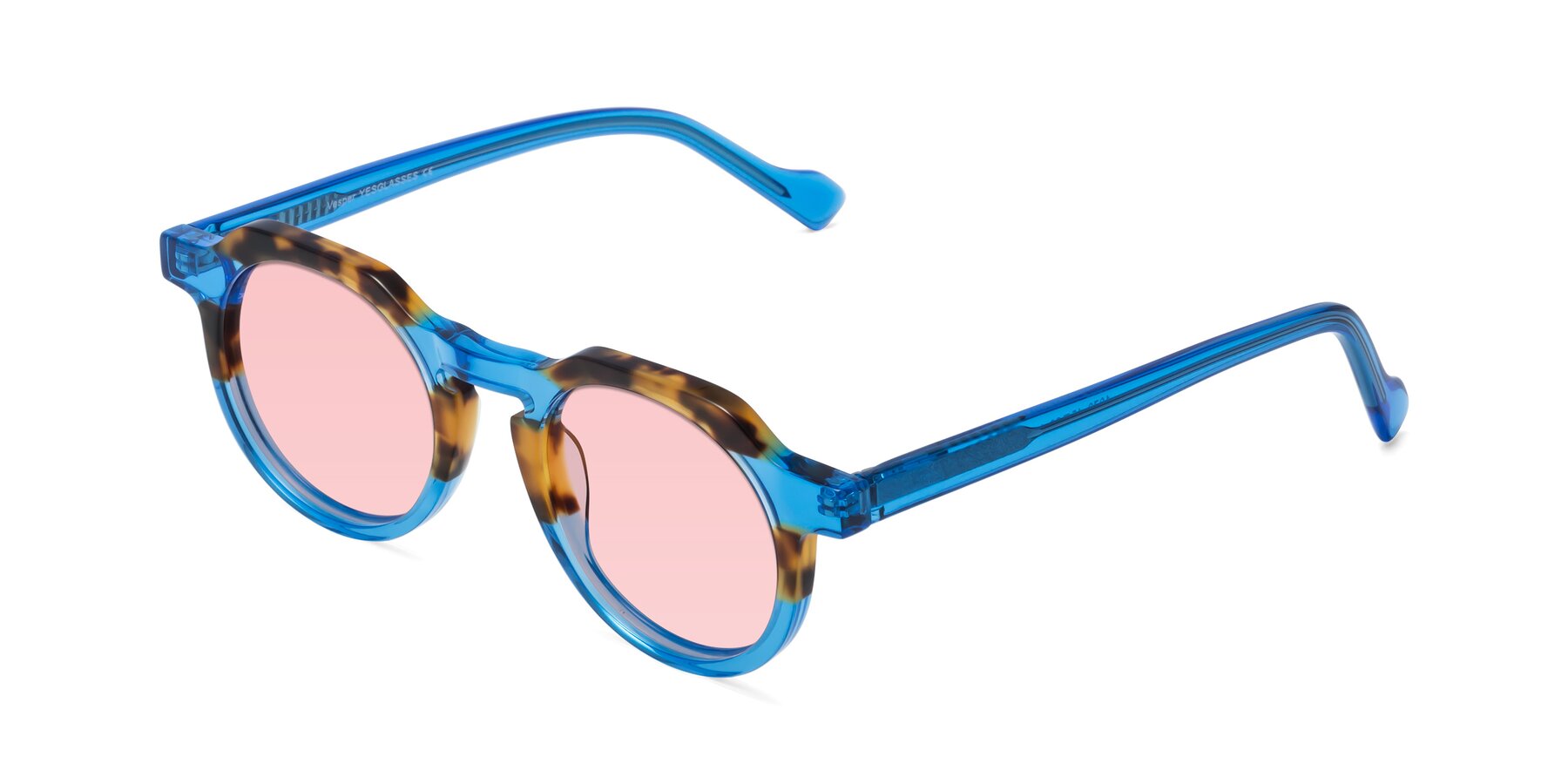 Angle of Vesper in Tortoise-Blue with Light Garnet Tinted Lenses