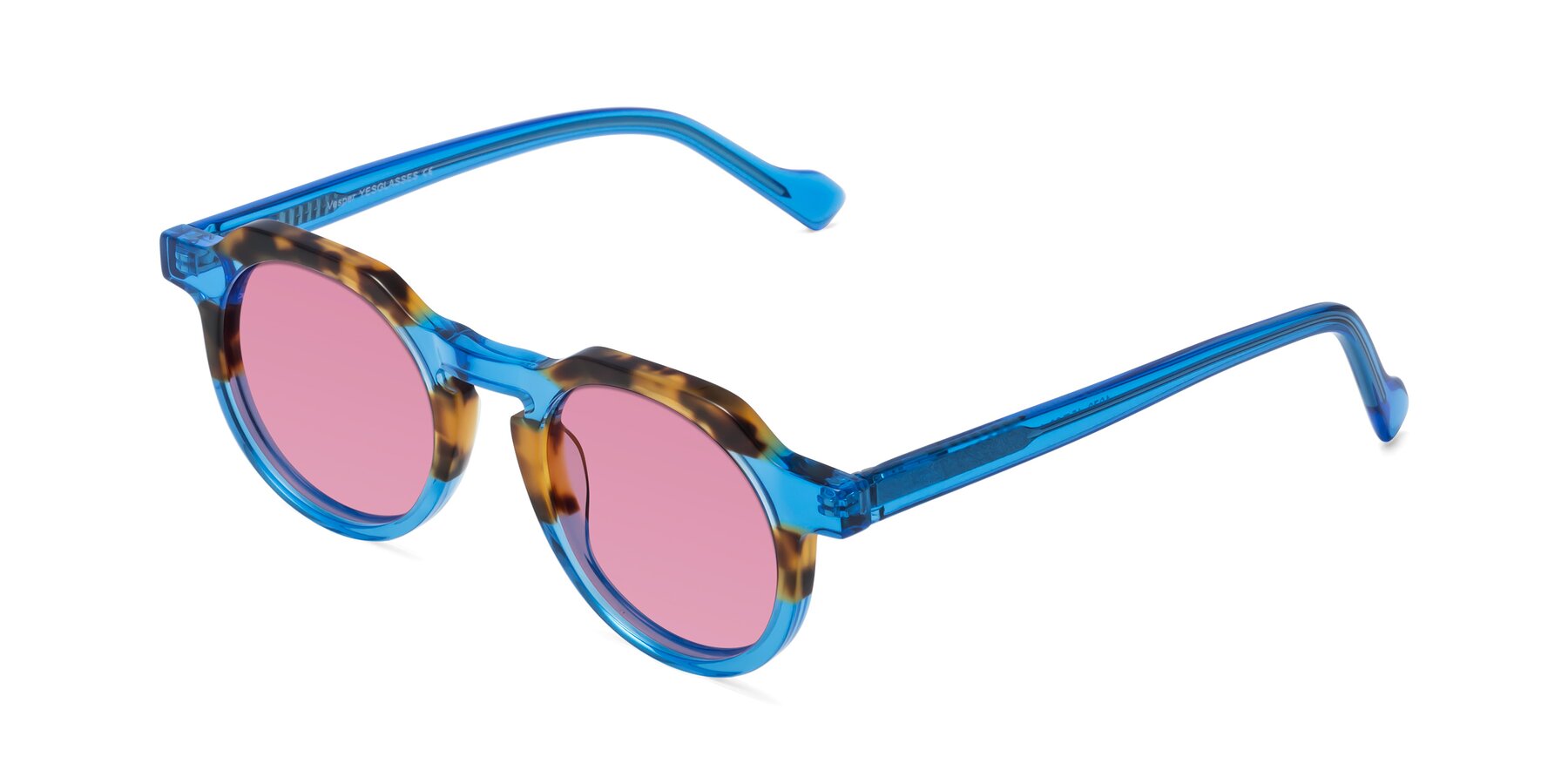 Angle of Vesper in Tortoise-Blue with Medium Wine Tinted Lenses