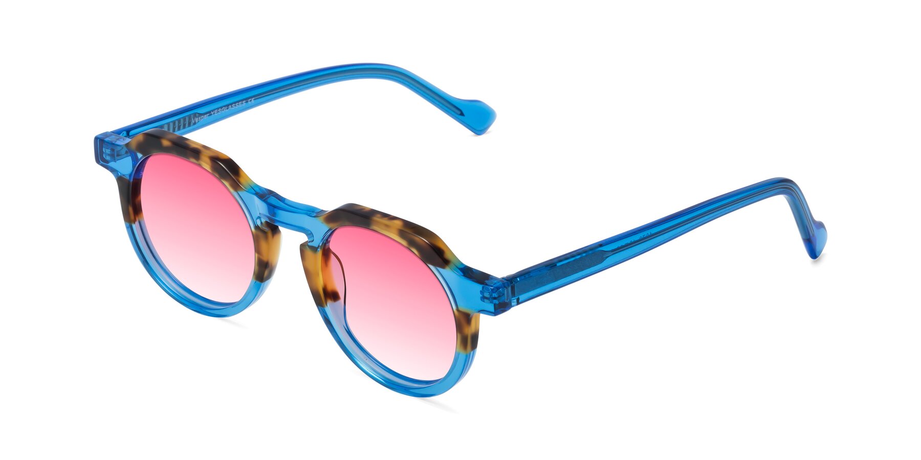 Angle of Vesper in Tortoise-Blue with Pink Gradient Lenses