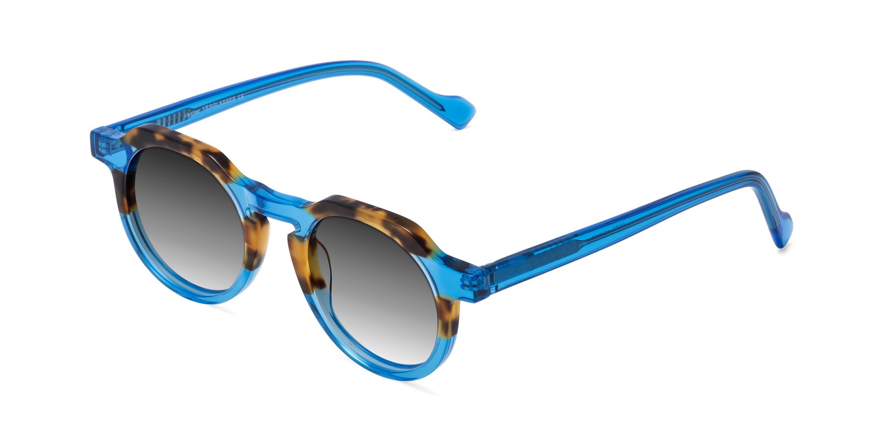 Angle of Vesper in Tortoise-Blue with Gray Gradient Lenses