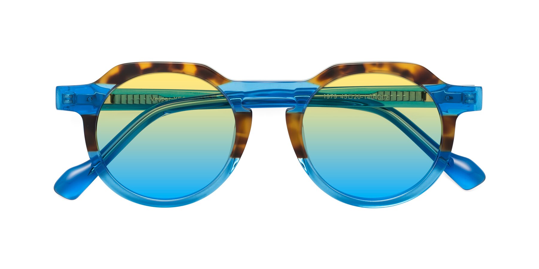 Folded Front of Vesper in Tortoise-Blue with Yellow / Blue Gradient Lenses