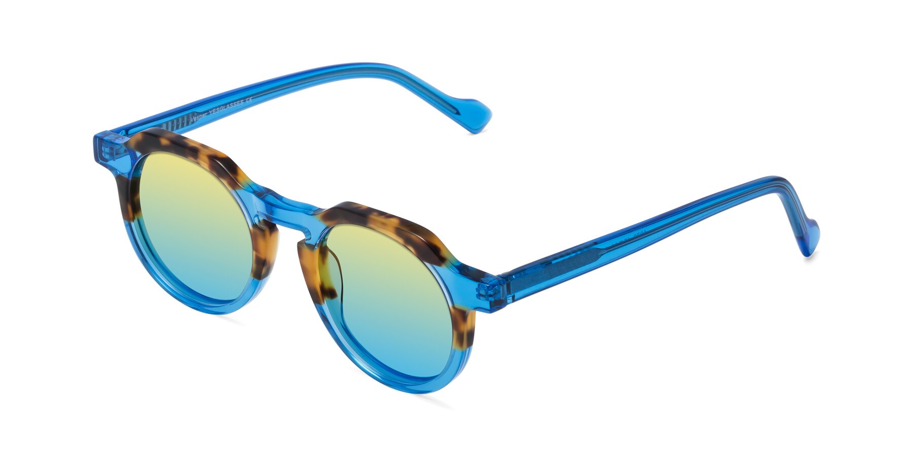 Angle of Vesper in Tortoise-Blue with Yellow / Blue Gradient Lenses