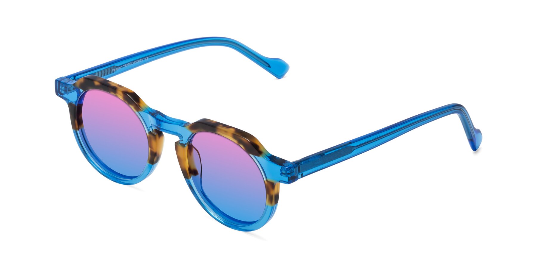 Angle of Vesper in Tortoise-Blue with Pink / Blue Gradient Lenses