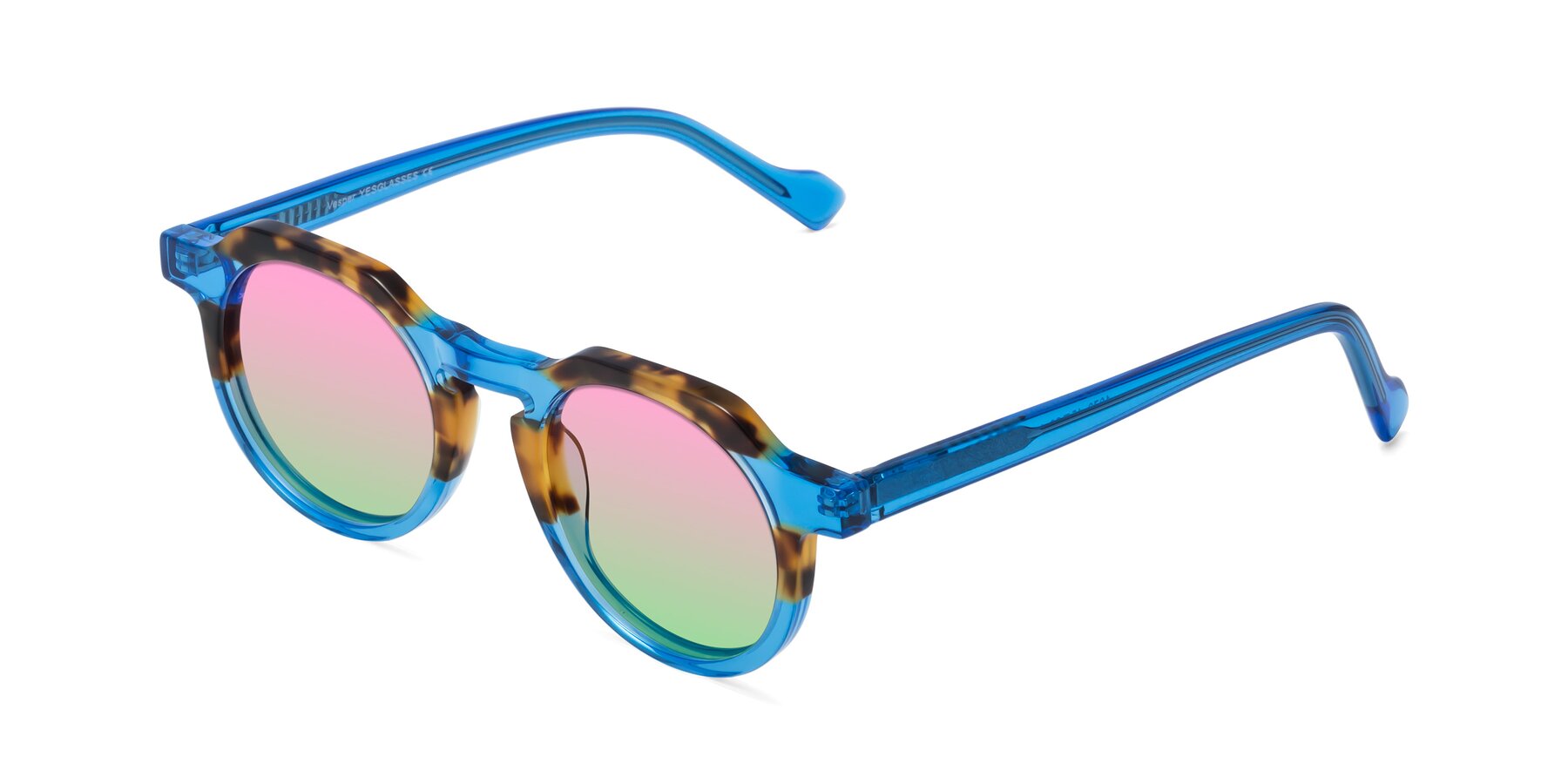 Angle of Vesper in Tortoise-Blue with Pink / Green Gradient Lenses