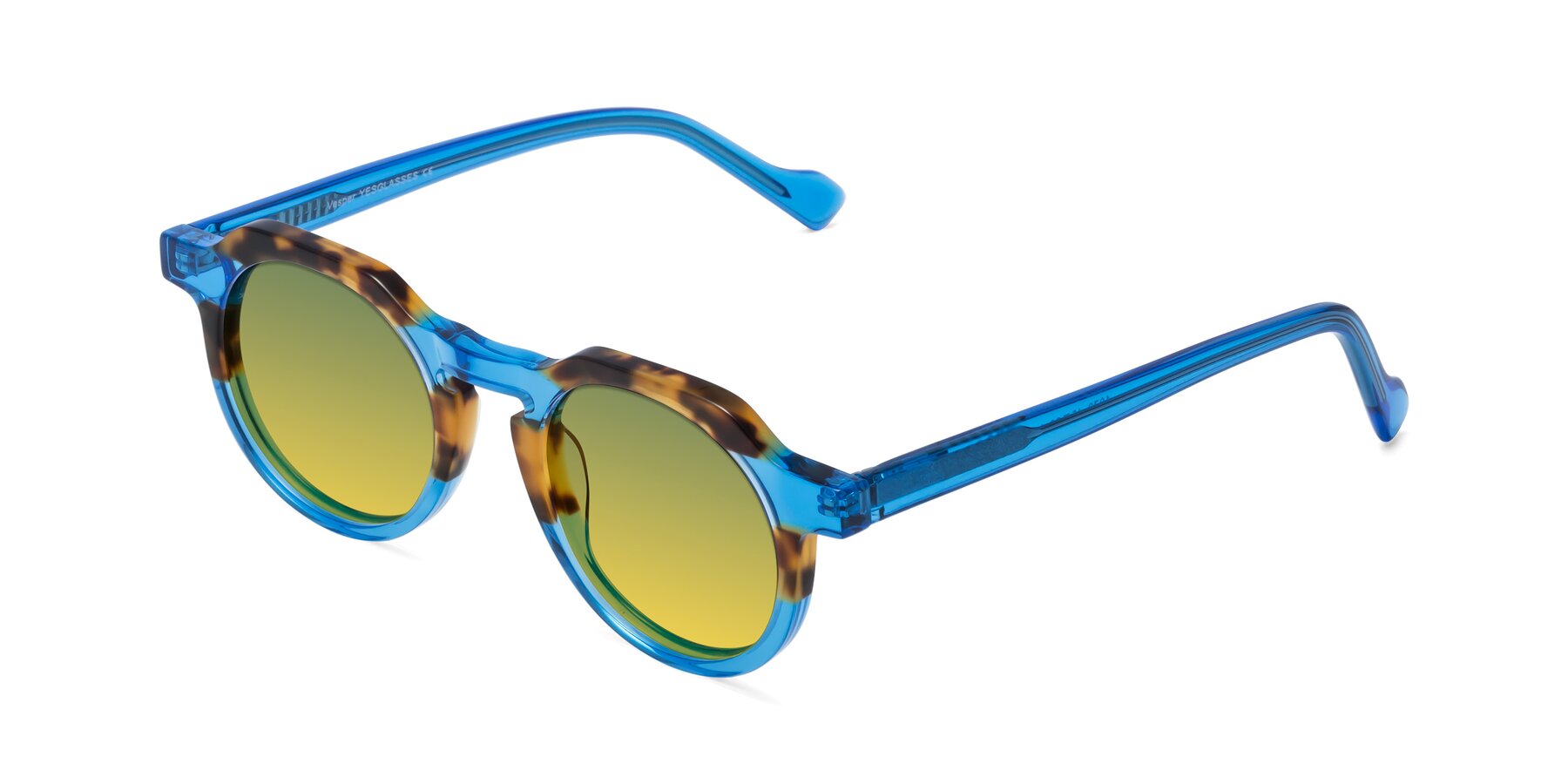 Angle of Vesper in Tortoise-Blue with Green / Yellow Gradient Lenses