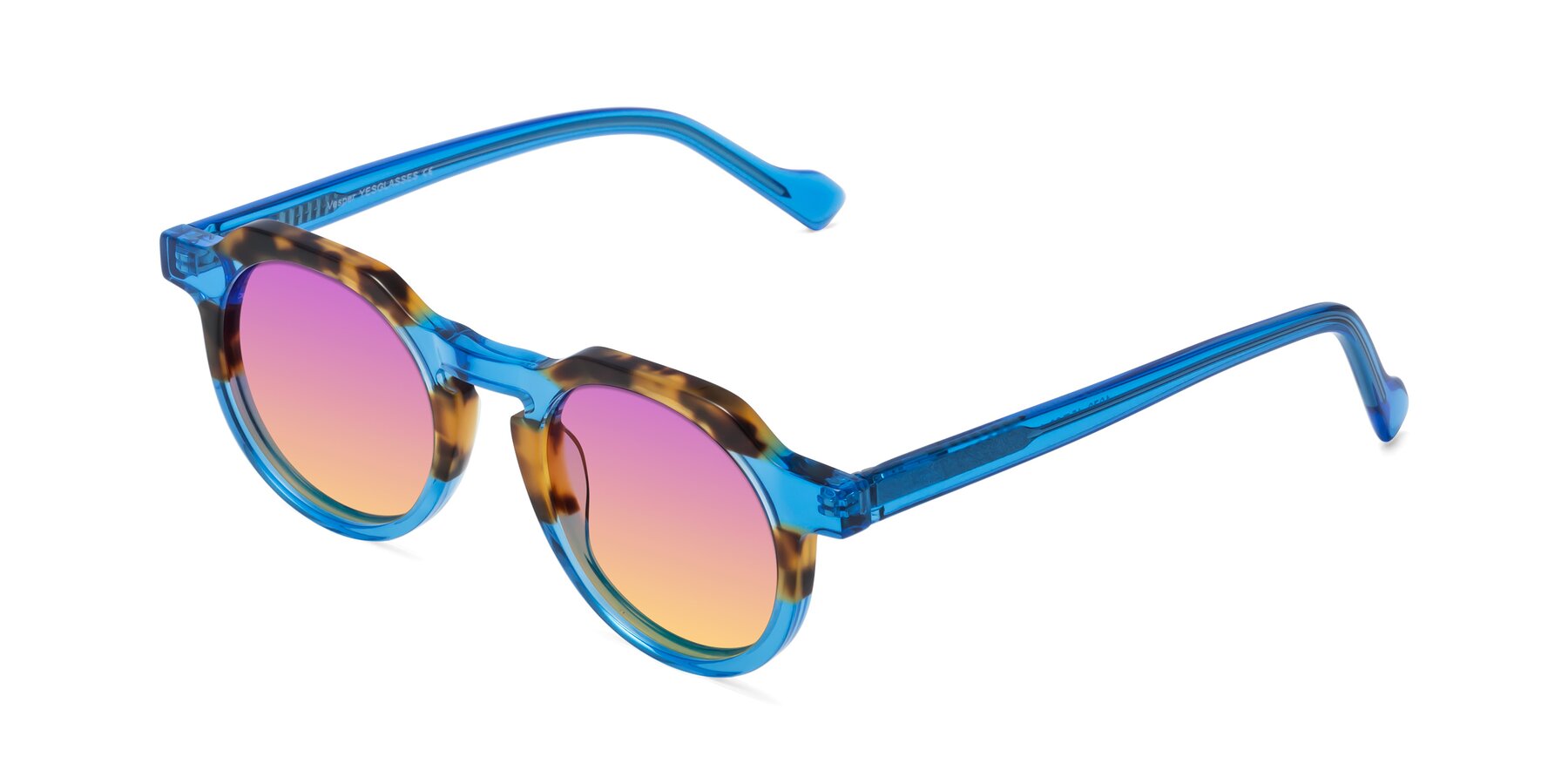 Angle of Vesper in Tortoise-Blue with Purple / Yellow Gradient Lenses