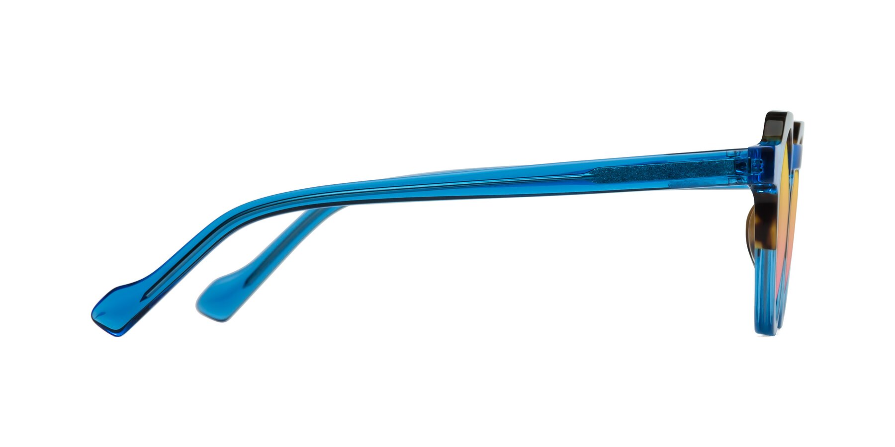 Side of Vesper in Tortoise-Blue with Yellow / Pink Gradient Lenses