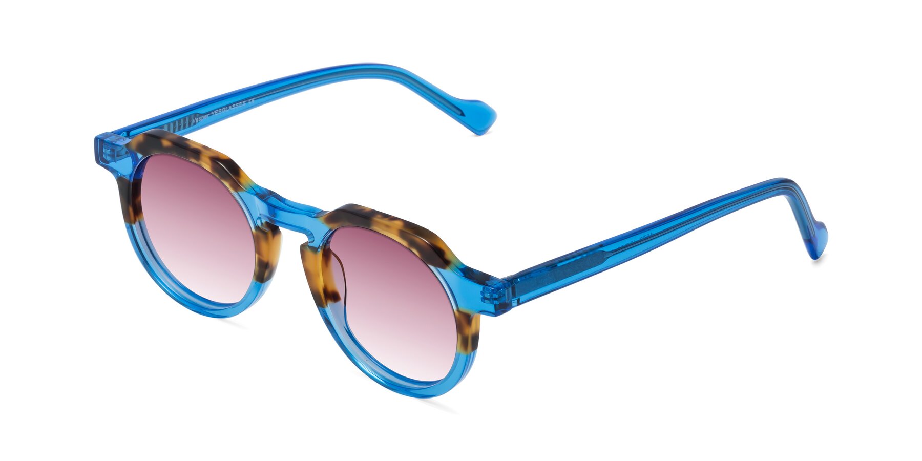 Angle of Vesper in Tortoise-Blue with Wine Gradient Lenses