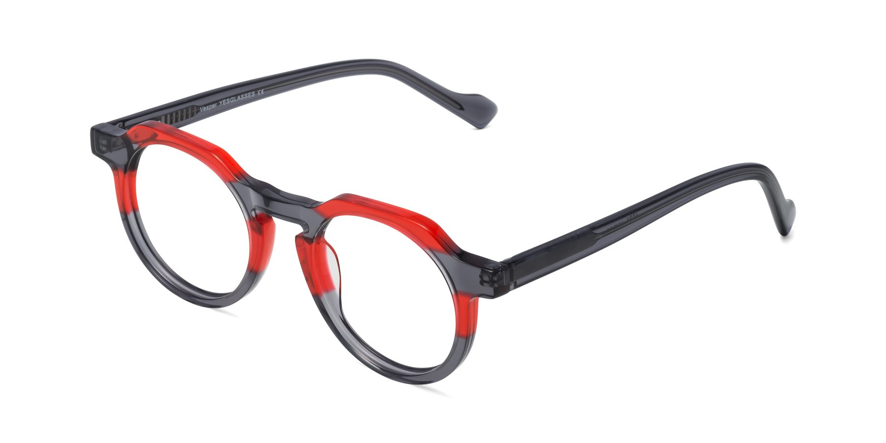 Angle of Vesper in Red-Gray with Clear Blue Light Blocking Lenses