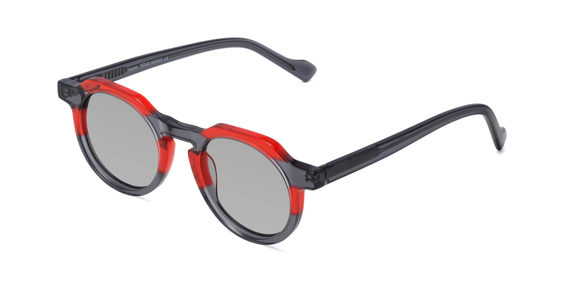 Angle of Vesper in Red-Gray with Light Gray Tinted Lenses