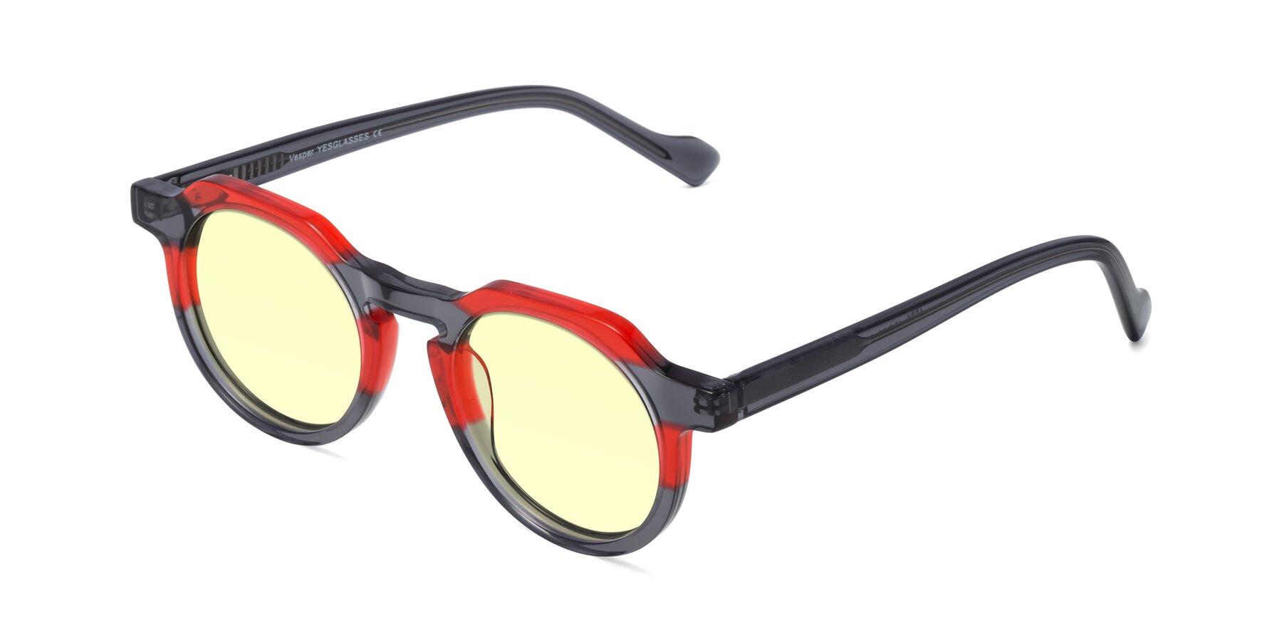 Angle of Vesper in Red-Gray with Light Yellow Tinted Lenses