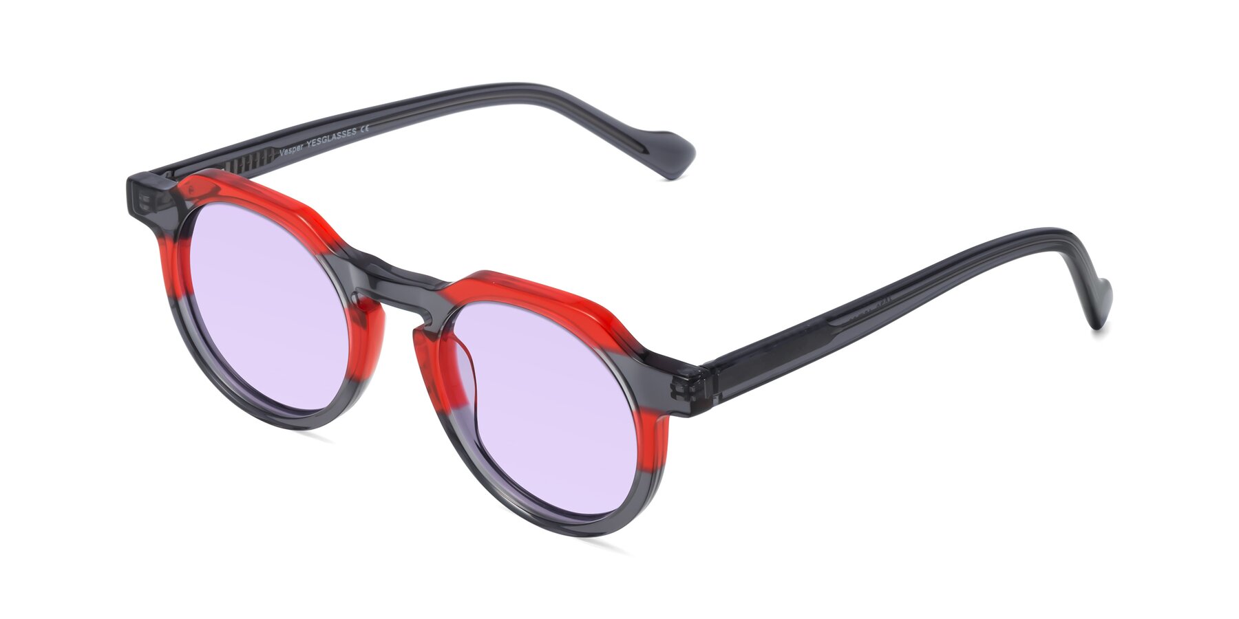 Angle of Vesper in Red-Gray with Light Purple Tinted Lenses