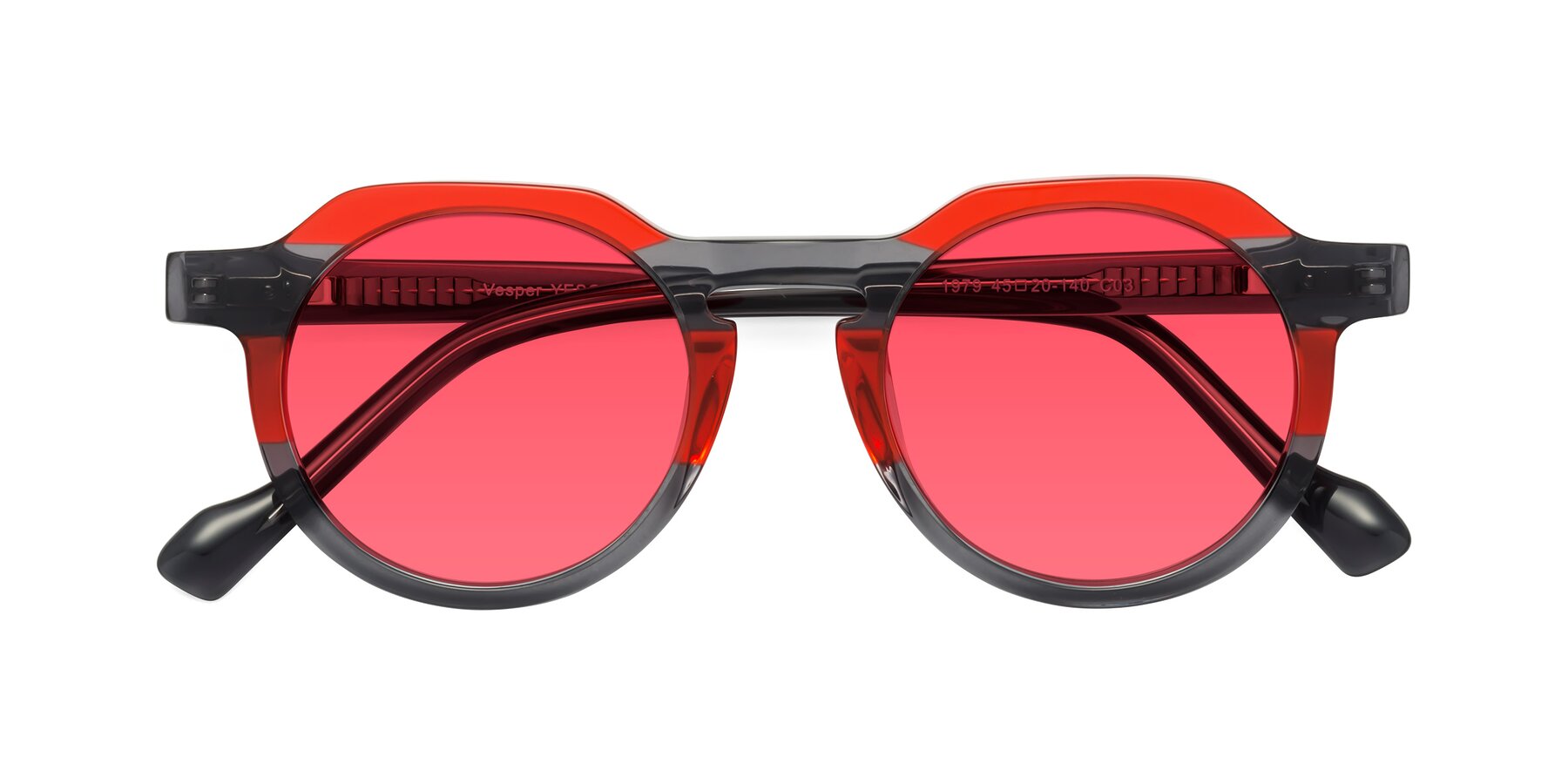 Folded Front of Vesper in Red-Gray with Red Tinted Lenses