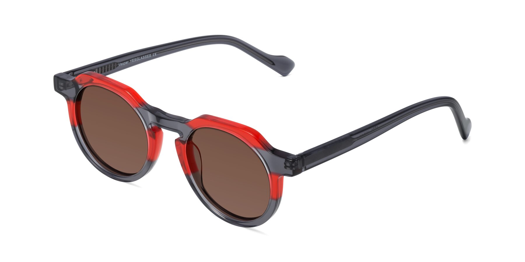 Angle of Vesper in Red-Gray with Brown Tinted Lenses