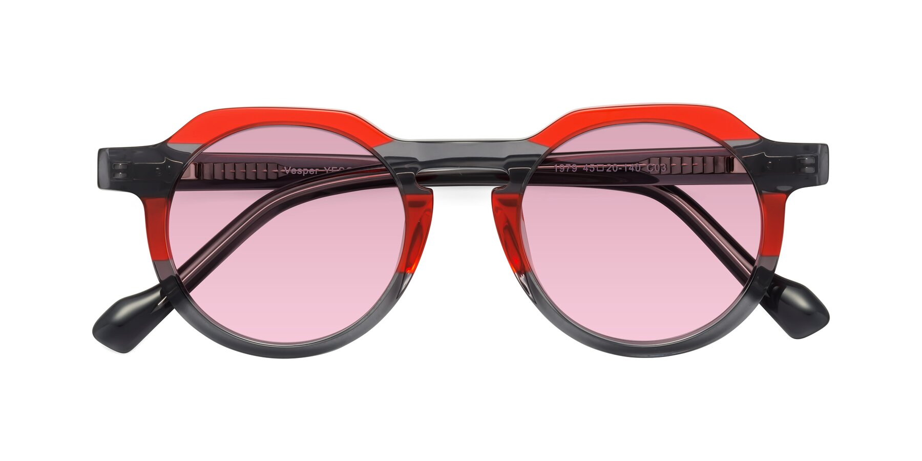 Folded Front of Vesper in Red-Gray with Light Wine Tinted Lenses