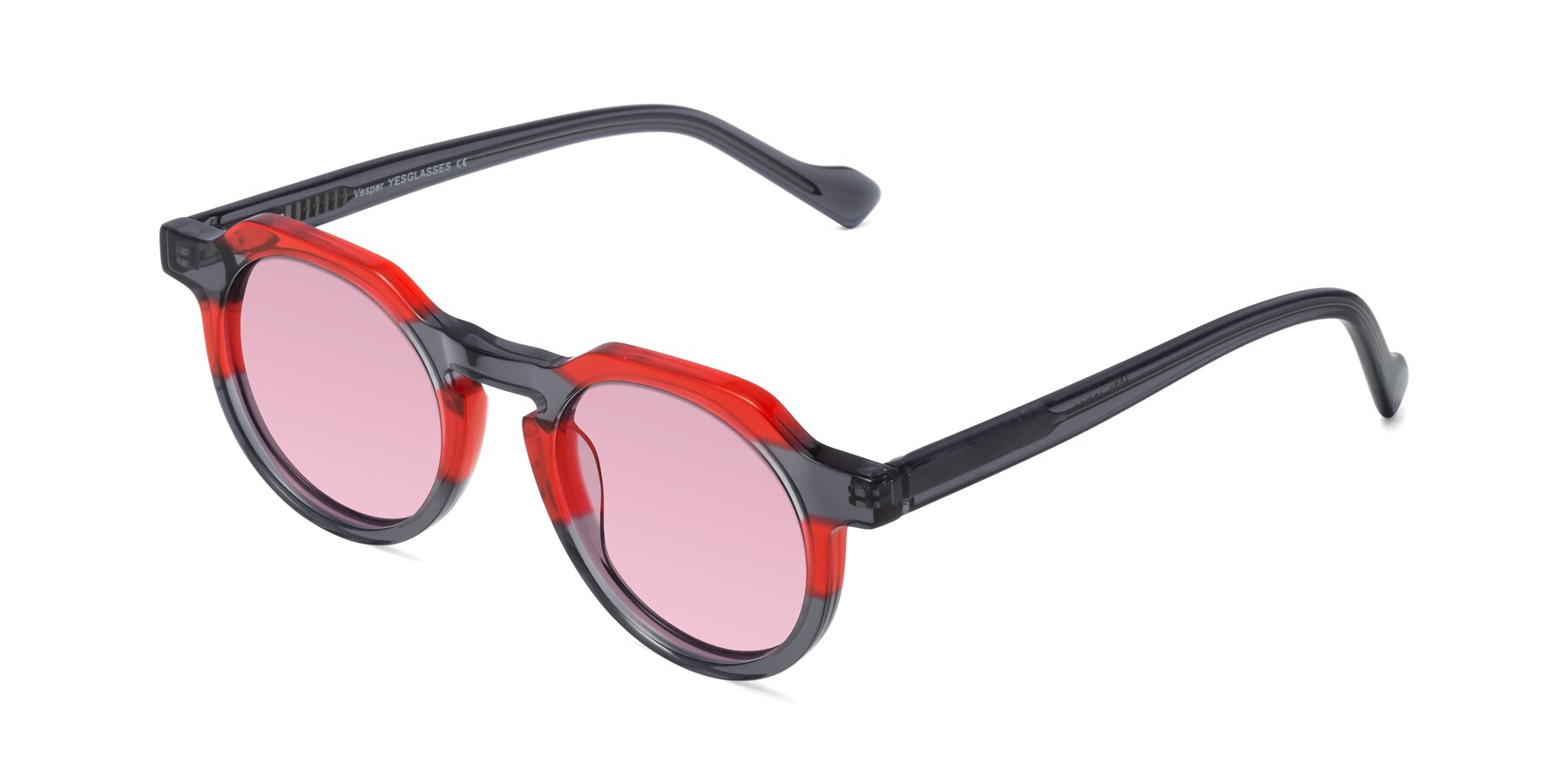 Angle of Vesper in Red-Gray with Light Wine Tinted Lenses