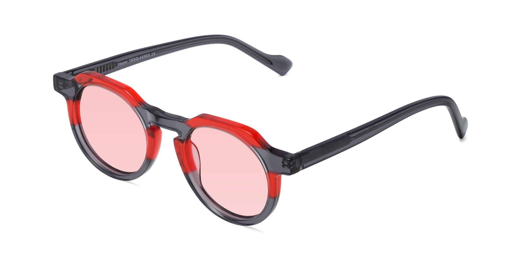 Angle of Vesper in Red-Gray with Light Garnet Tinted Lenses