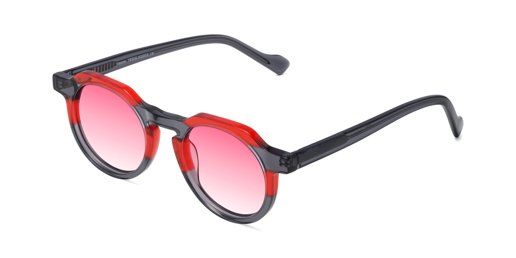 Angle of Vesper in Red-Gray with Pink Gradient Lenses