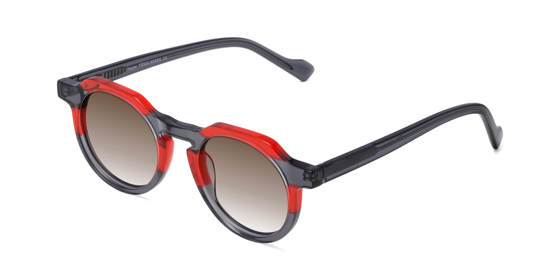 Angle of Vesper in Red-Gray with Brown Gradient Lenses